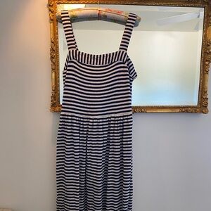 LOFT Navy and White Striped Maxi Dress
